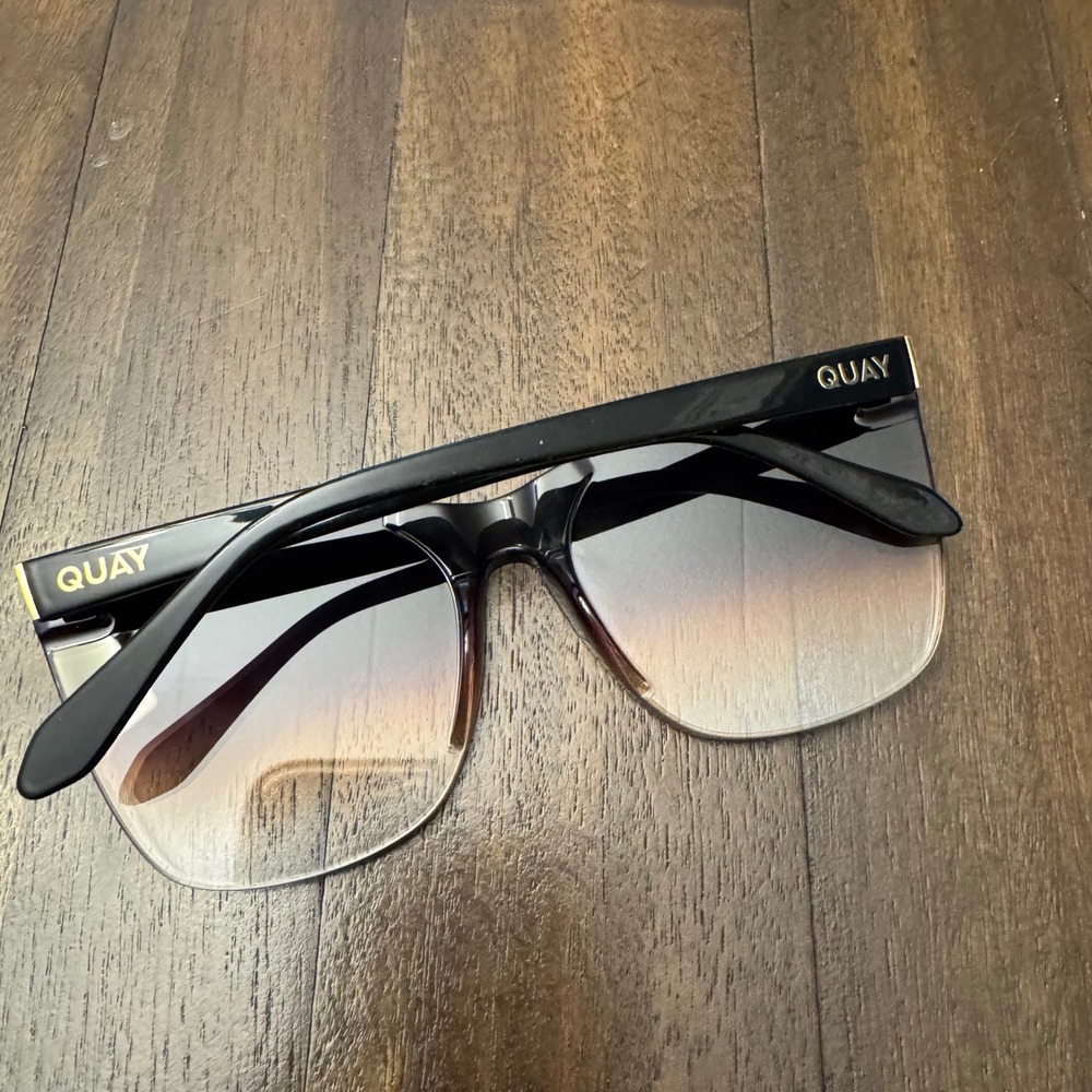 Quay Australia Black to Brown Ombre Cat Eye Sunglasses - Picture 4 of 9